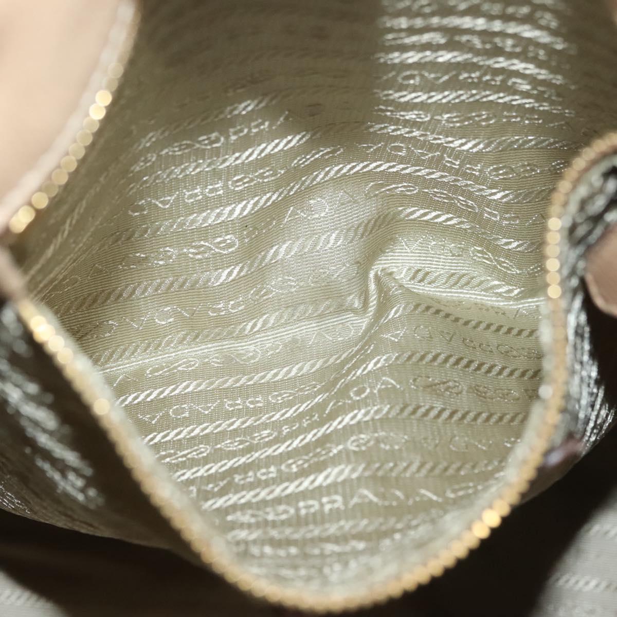 PRADA Shoulder Bag Leather Beige Gold Auth 141810