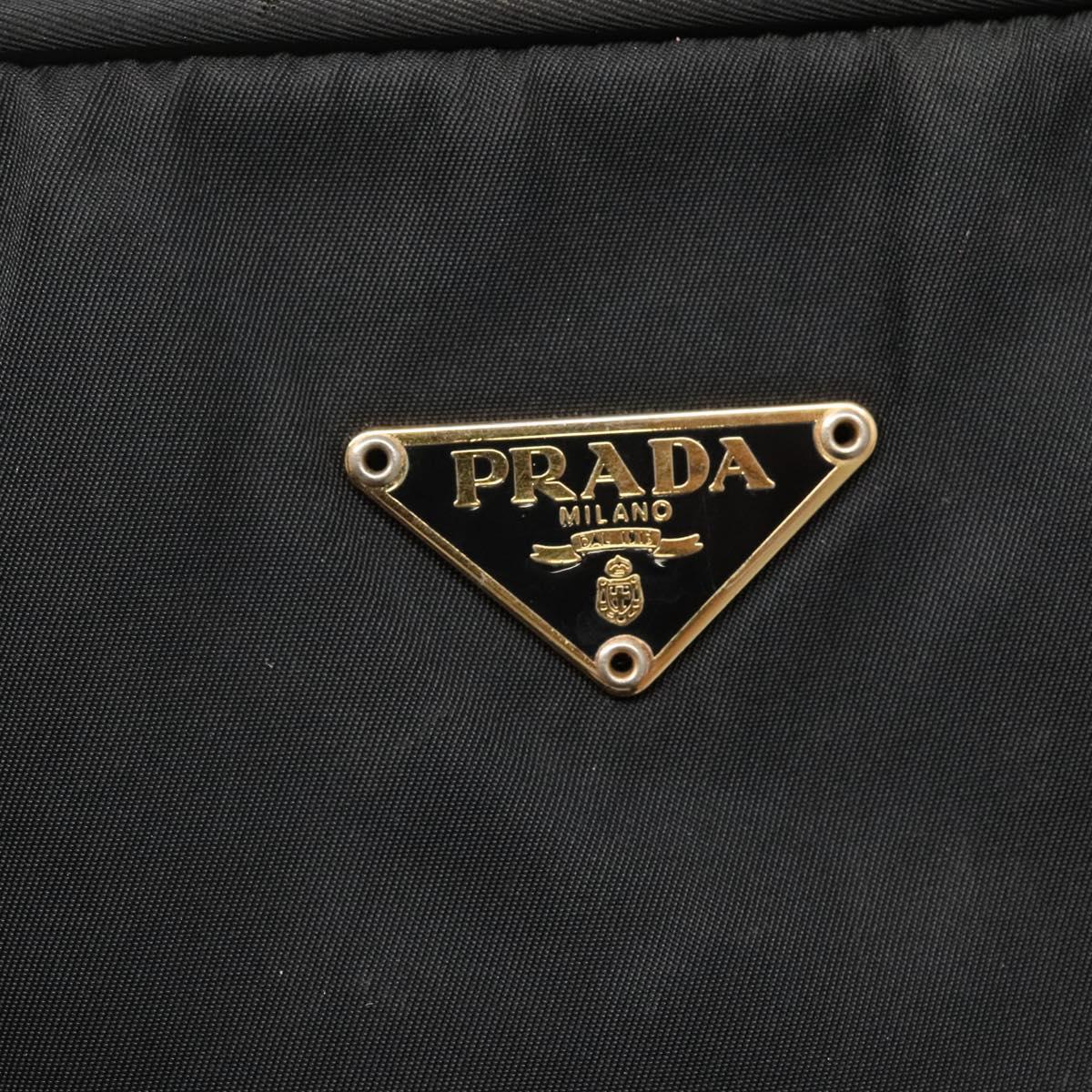 PRADA Hand Bag Nylon Black Gold Auth 141813