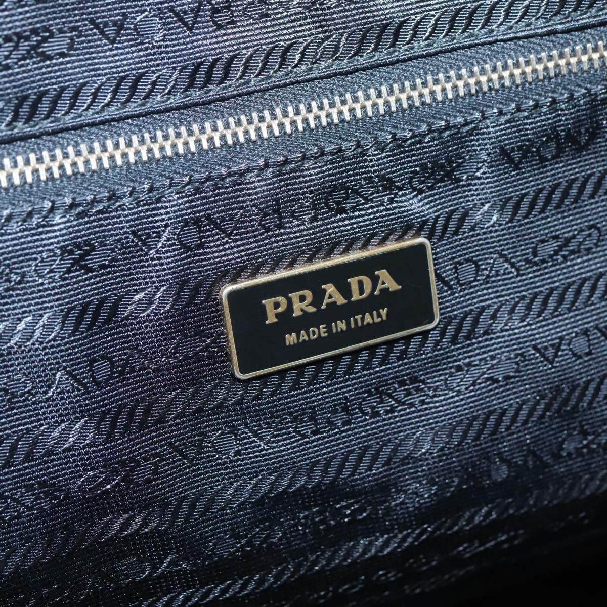 PRADA Hand Bag Nylon Black Gold Auth 141813