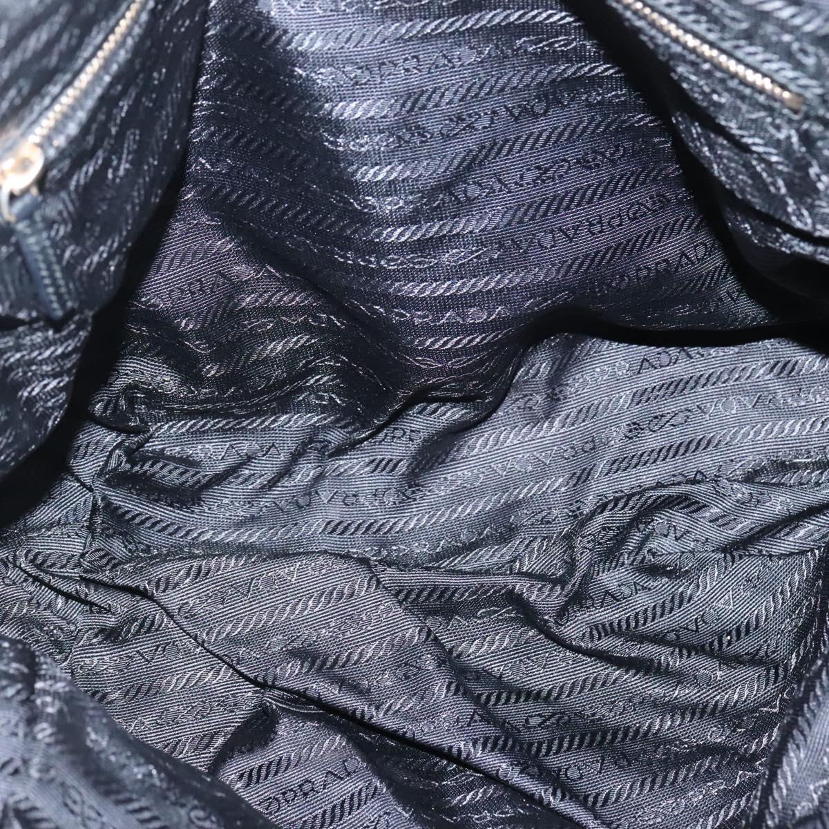 PRADA Hand Bag Nylon Black Gold Auth 141813