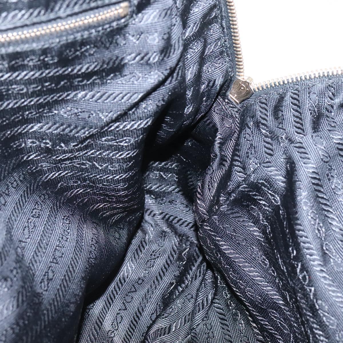 PRADA Hand Bag Nylon Black Gold Auth 141813