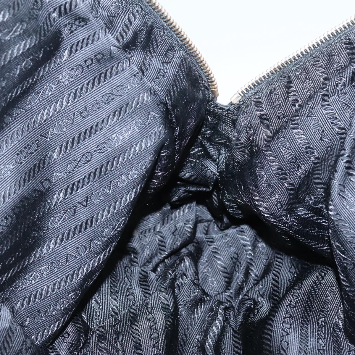 PRADA Hand Bag Nylon Black Gold Auth 141813