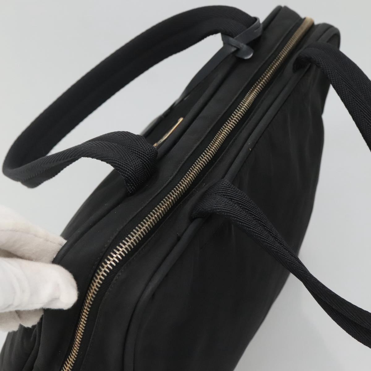 PRADA Hand Bag Nylon Black Gold Auth 141813