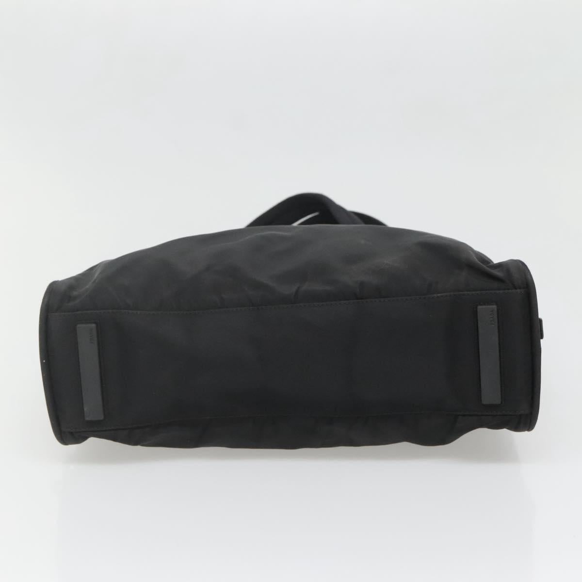PRADA Hand Bag Nylon Black Gold Auth 141813