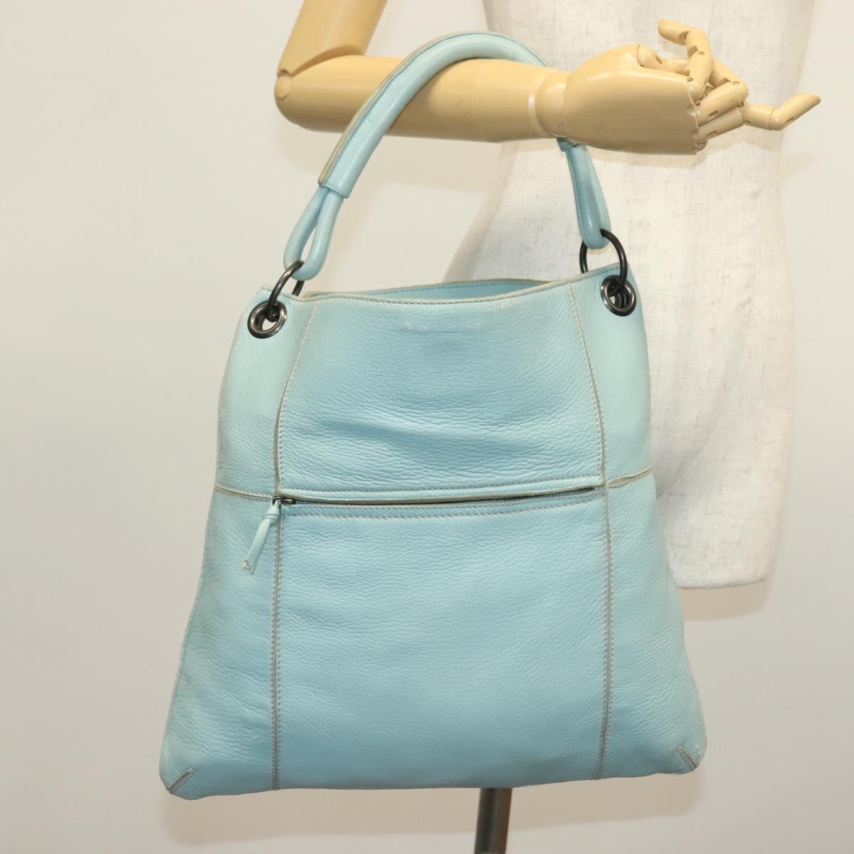 BOTTEGA VENETA Shoulder Bag Leather Light Blue 115778 Auth 141815