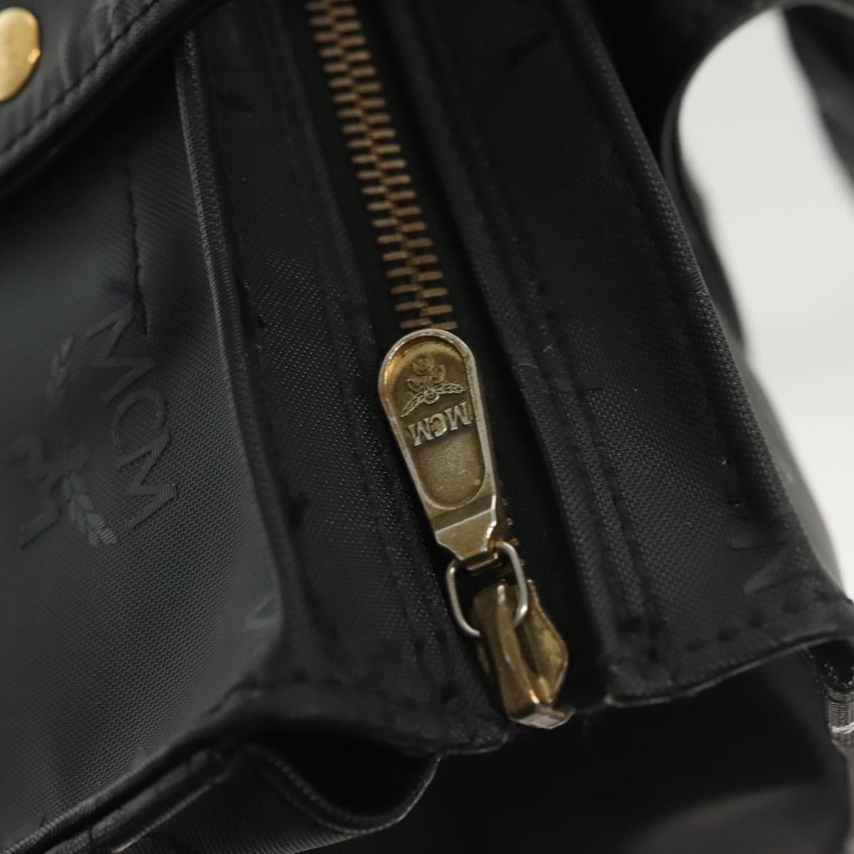 MCM Vicetos Logogram Shoulder Bag PVC Leather Black Gold Auth 141816