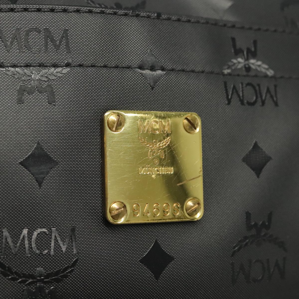 MCM Vicetos Logogram Shoulder Bag PVC Leather Black Gold Auth 141816