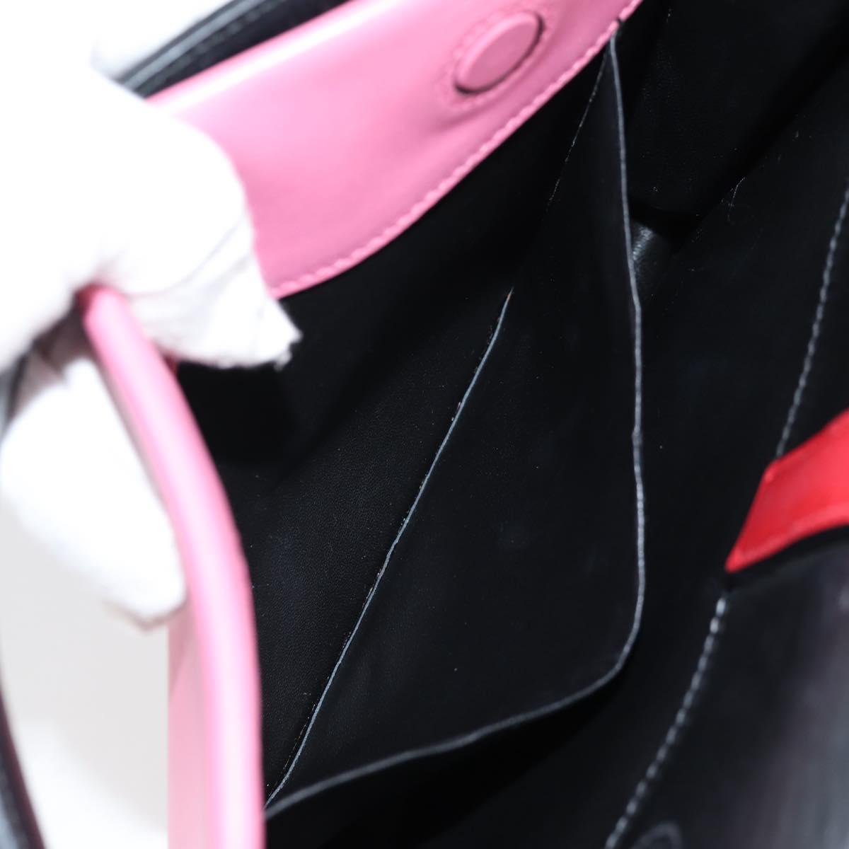 PRADA Bell Hand Bag Leather 2way Pink Gold Auth 141818M