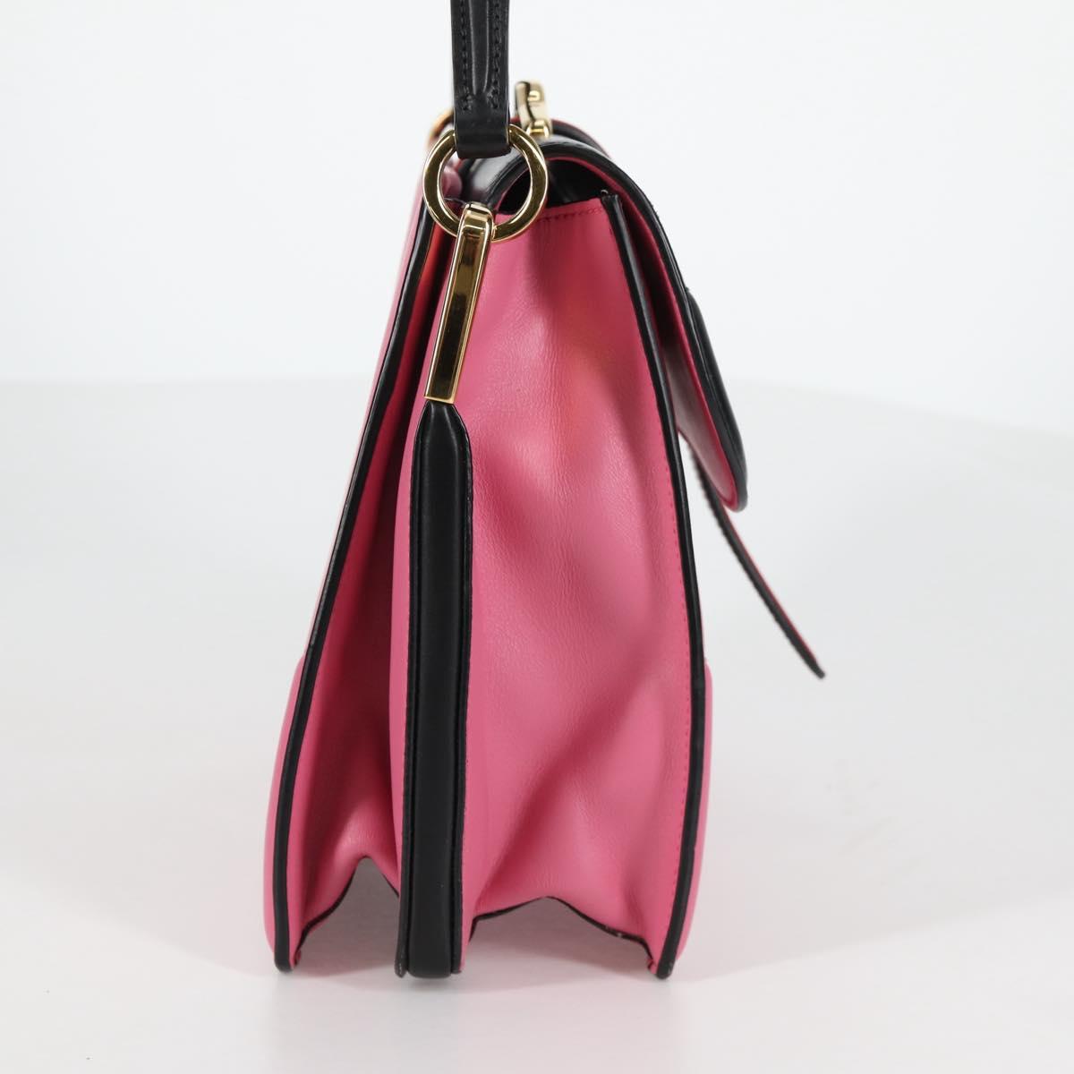 PRADA Bell Hand Bag Leather 2way Pink Gold Auth 141818M