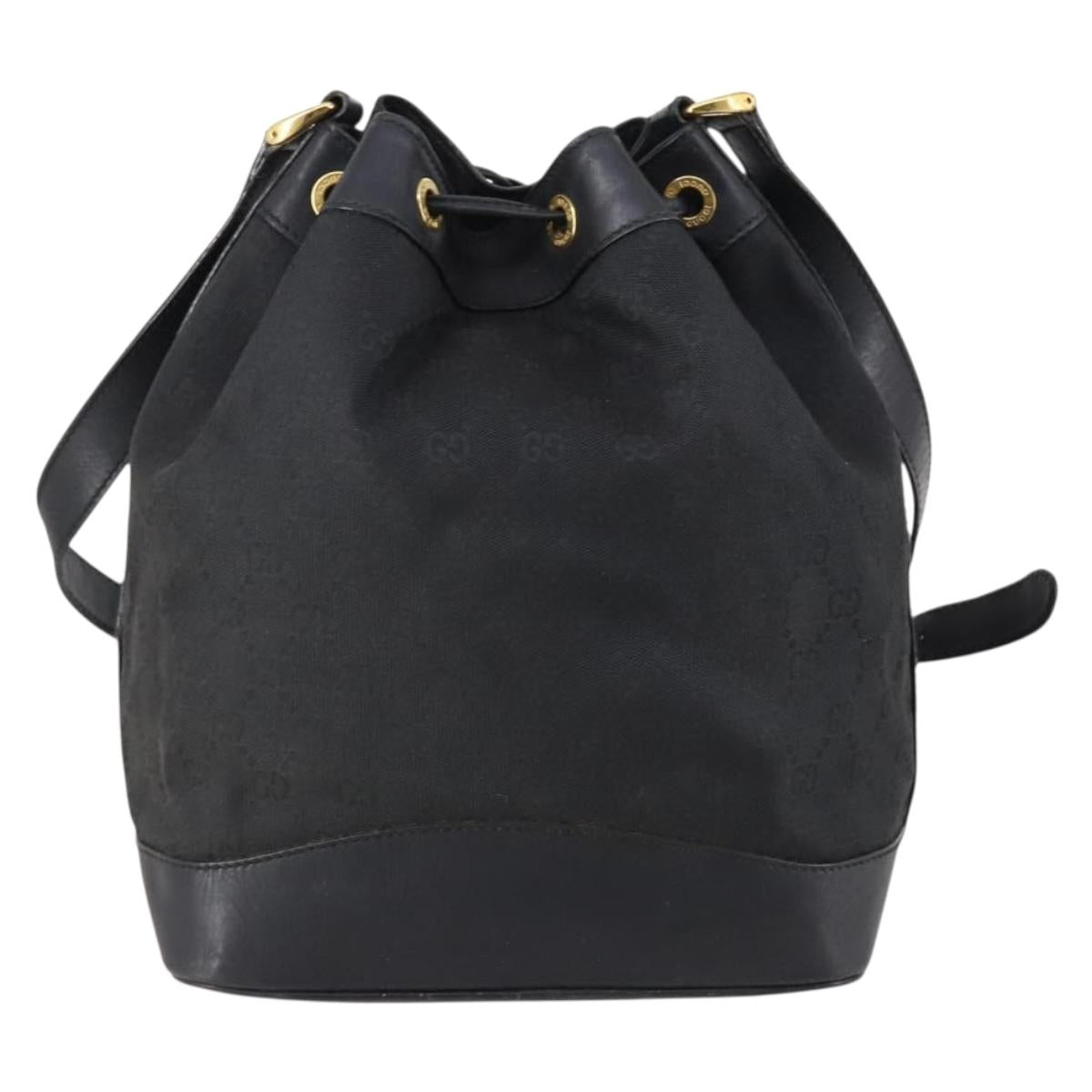 GUCCI GG Canvas Shoulder Bag Black Gold 001 2854 1627 Auth 141820