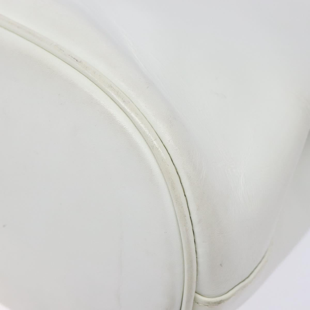 Salvatore Ferragamo Gancini Hand Bag Rattan White Gold Auth 141821