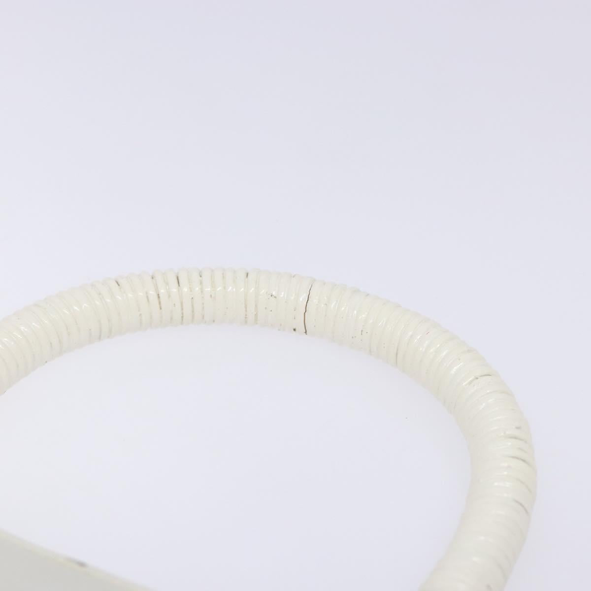 Salvatore Ferragamo Gancini Hand Bag Rattan White Gold Auth 141821