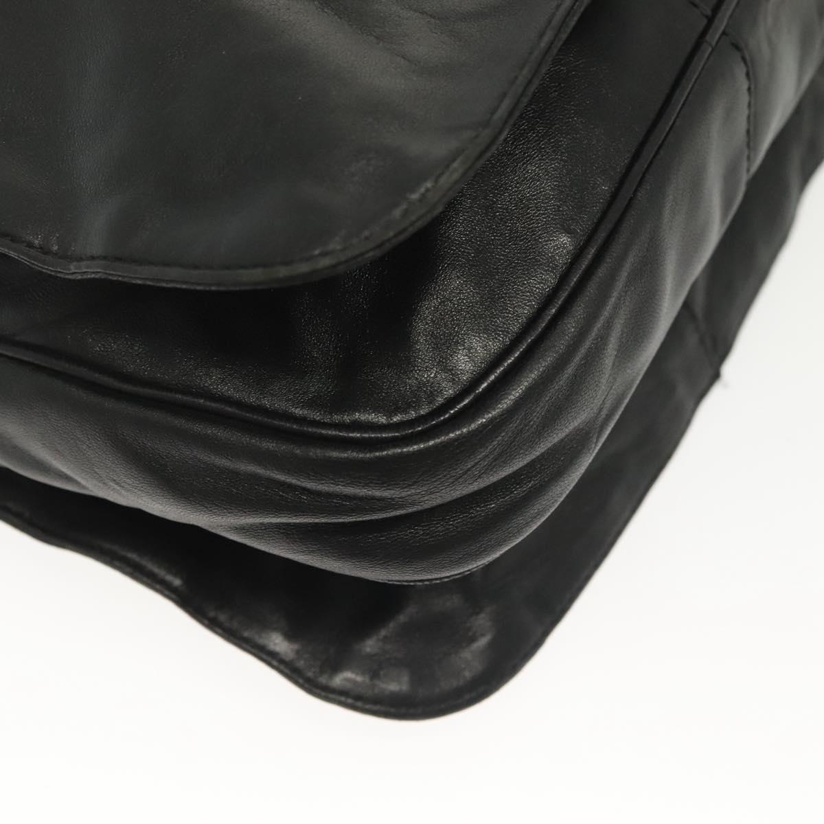 LOEWE Anagram Shoulder Bag Leather Black Gold Auth 141825