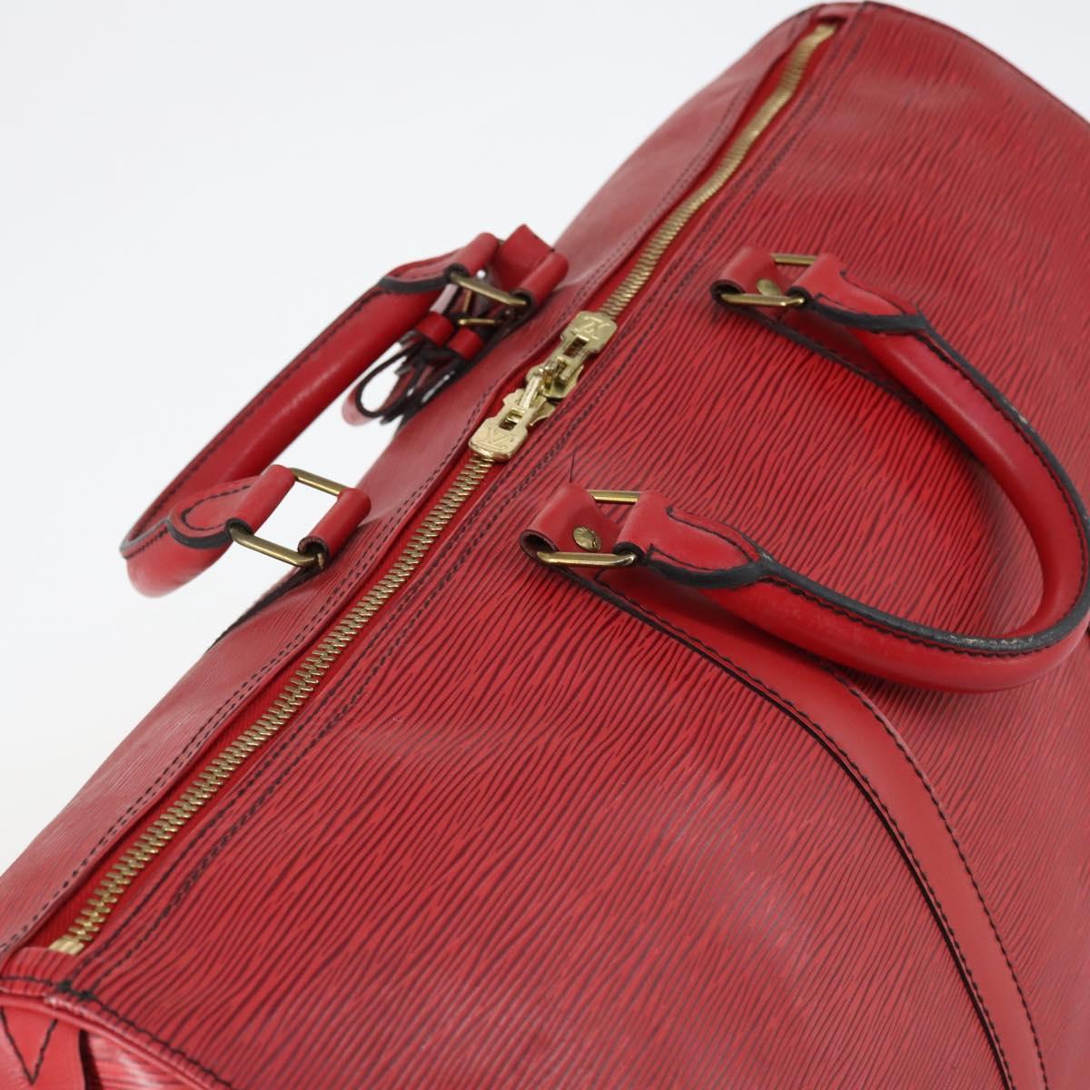 LOUIS VUITTON Epi Keepall 50 Boston Bag Red M42967 LV Auth 141838