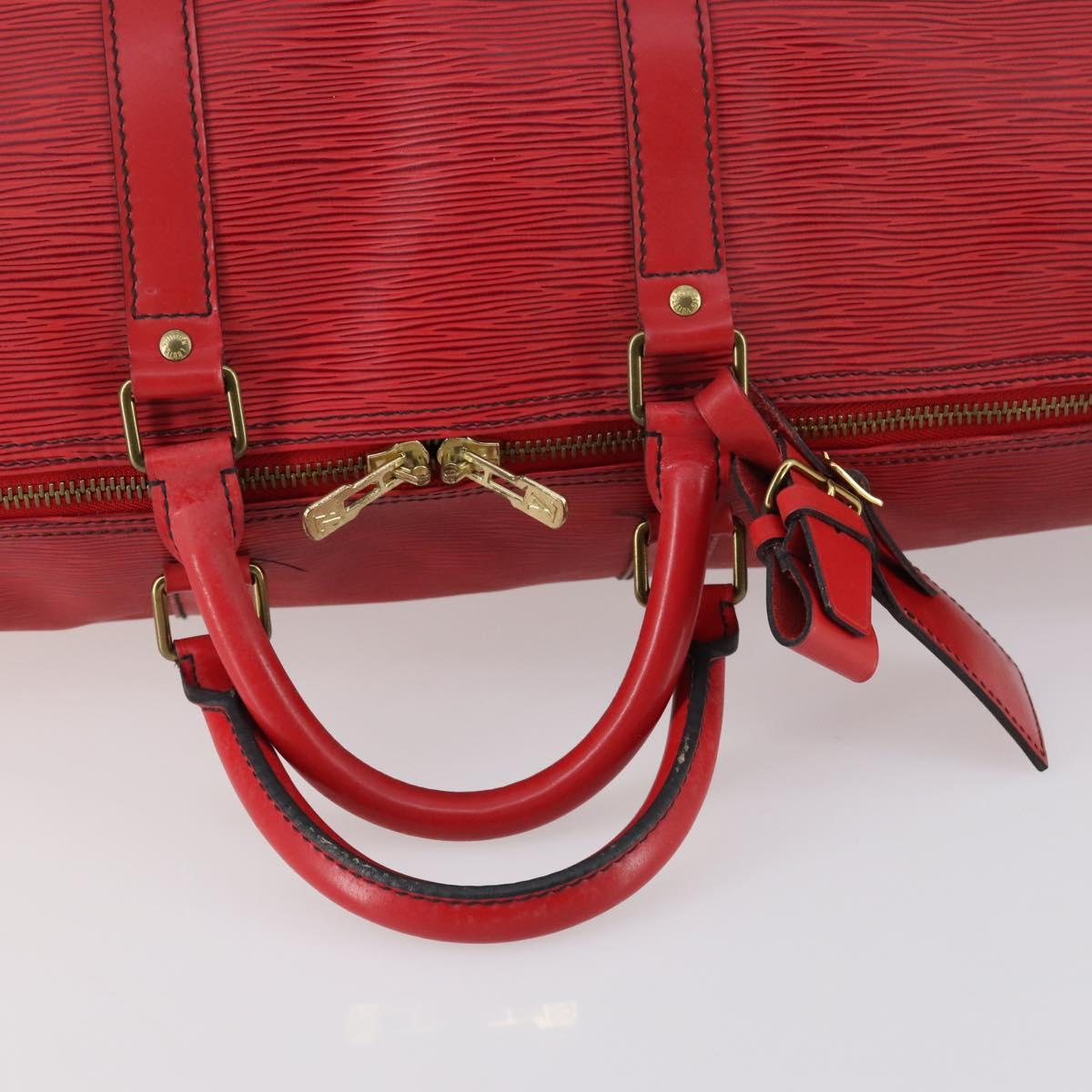 LOUIS VUITTON Epi Keepall 50 Boston Bag Red M42967 LV Auth 141838