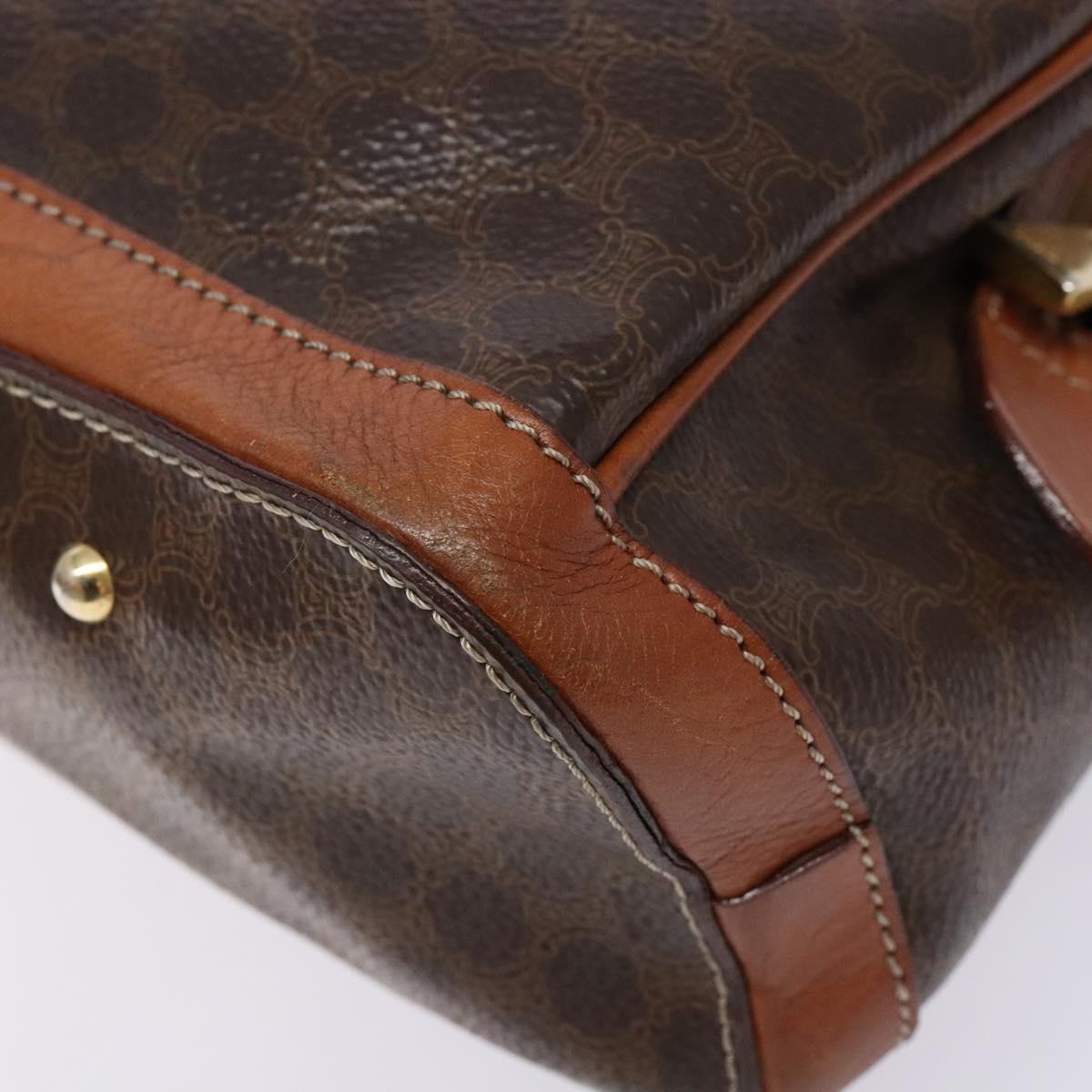 CELINE Macadam Canvas Hand Bag PVC Leather Brown Gold Auth 141839