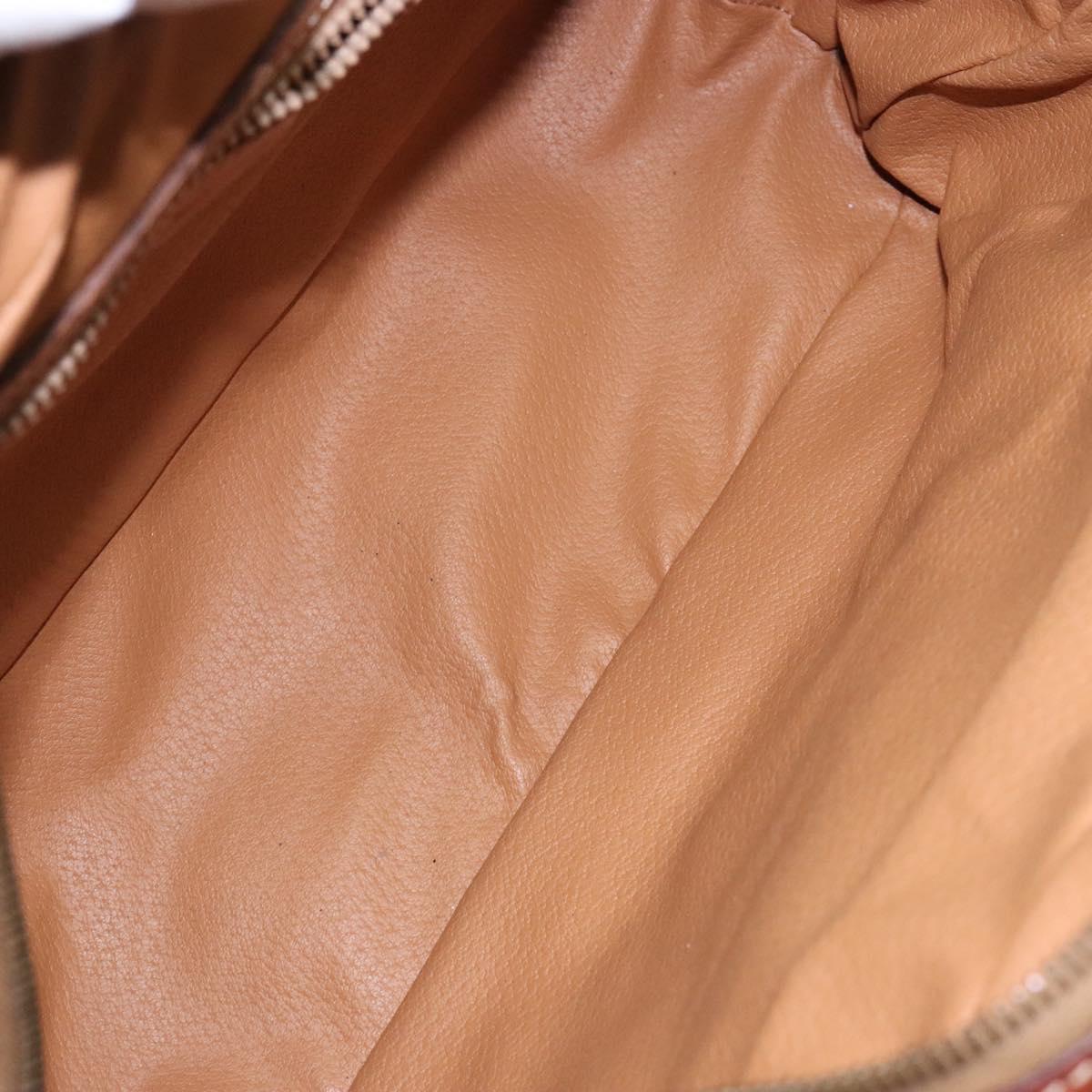 CELINE Macadam Canvas Hand Bag PVC Leather Brown Gold Auth 141839