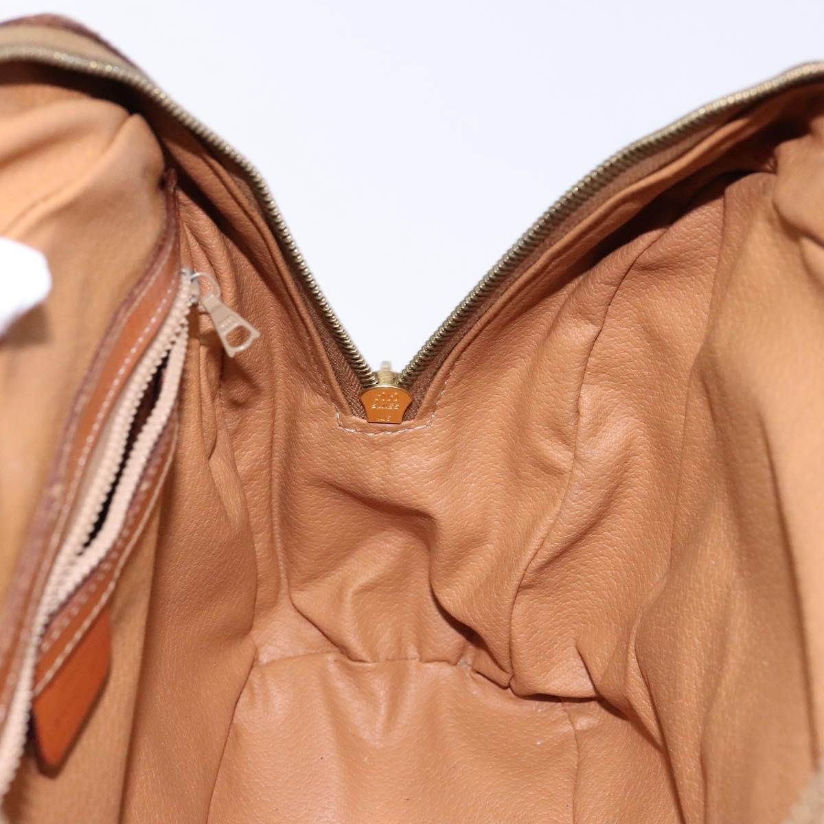 CELINE Macadam Canvas Hand Bag PVC Leather Brown Gold Auth 141839