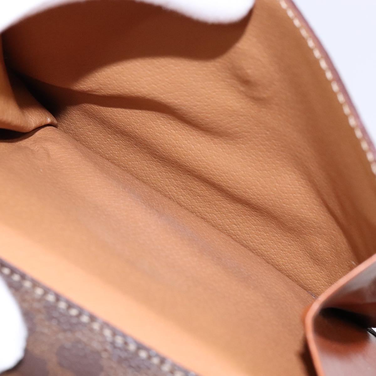 CELINE Macadam Canvas Hand Bag PVC Leather Brown Gold Auth 141839