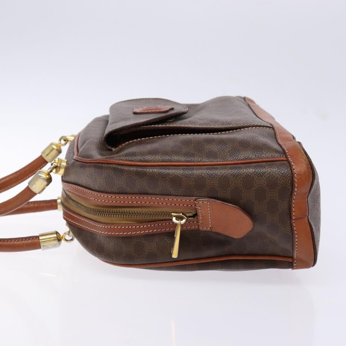 CELINE Macadam Canvas Hand Bag PVC Leather Brown Gold Auth 141839