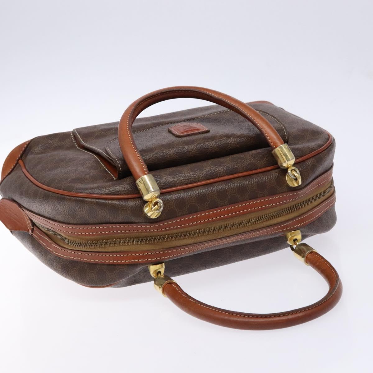 CELINE Macadam Canvas Hand Bag PVC Leather Brown Gold Auth 141839