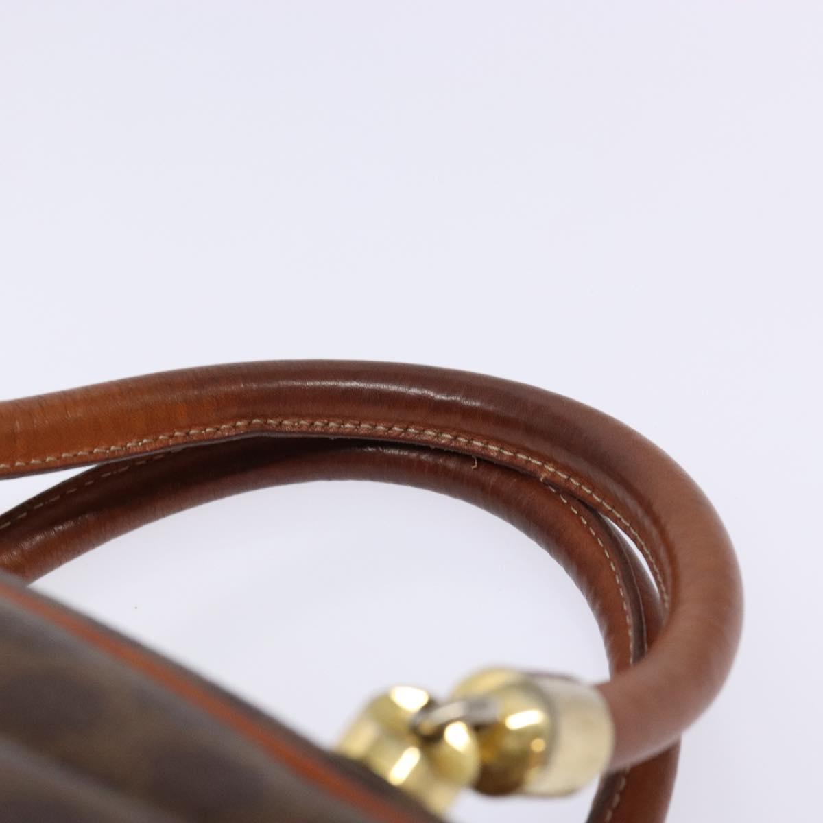 CELINE Macadam Canvas Hand Bag PVC Leather Brown Gold Auth 141839
