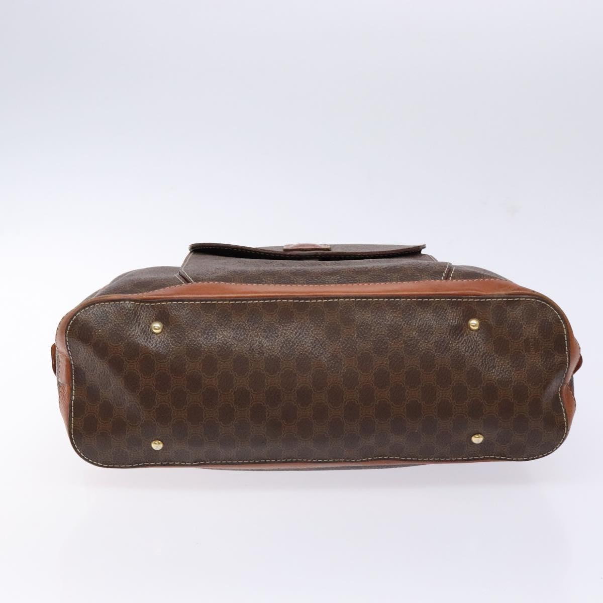 CELINE Macadam Canvas Hand Bag PVC Leather Brown Gold Auth 141839