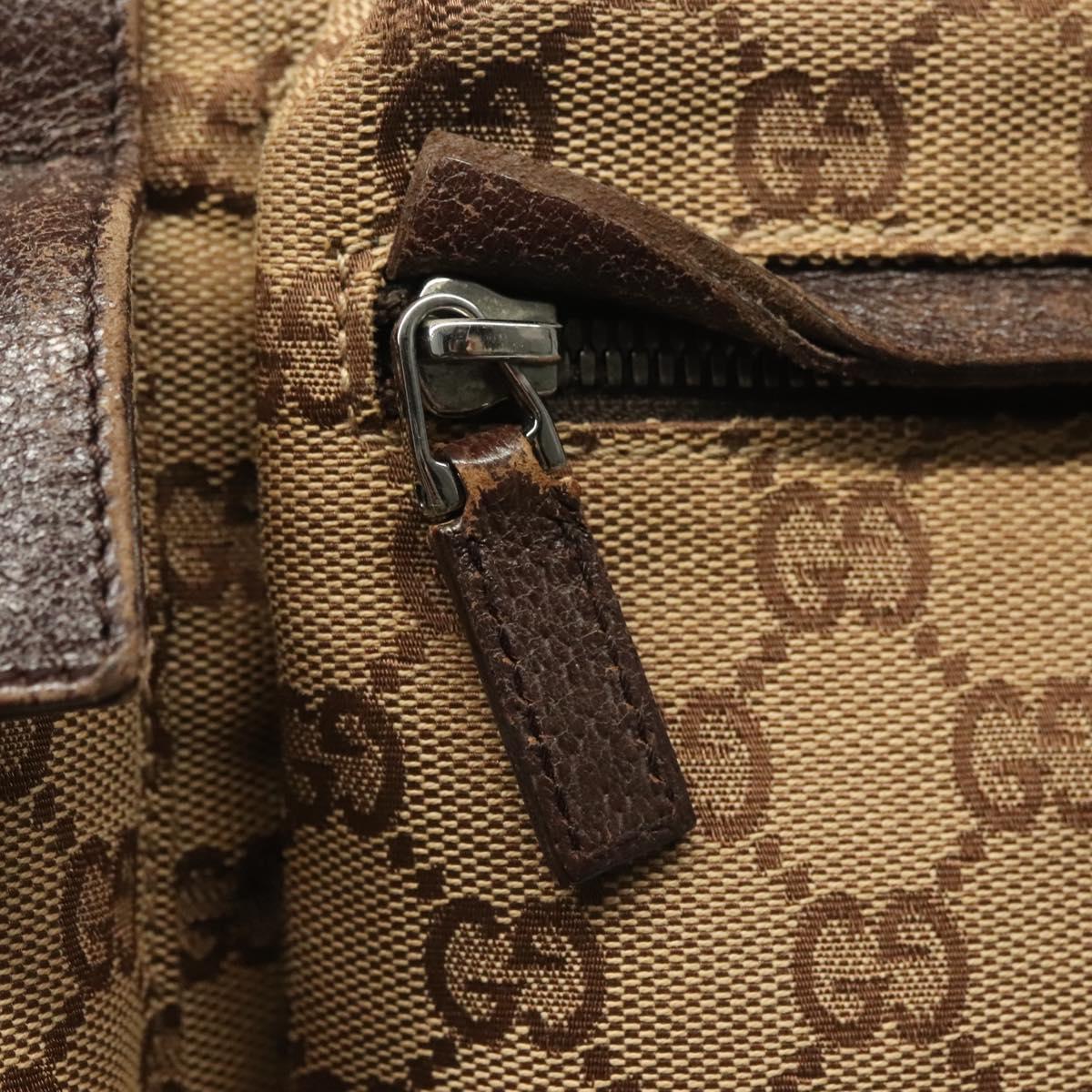 GUCCI GG Canvas Waist bag Beige Silver 28566 Auth 141840