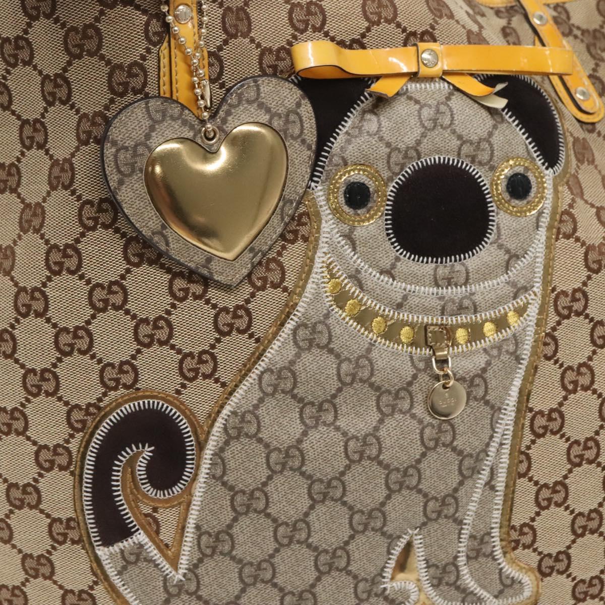 GUCCI GG Canvas Tote Bag Beige Gold 212373 Auth 141849