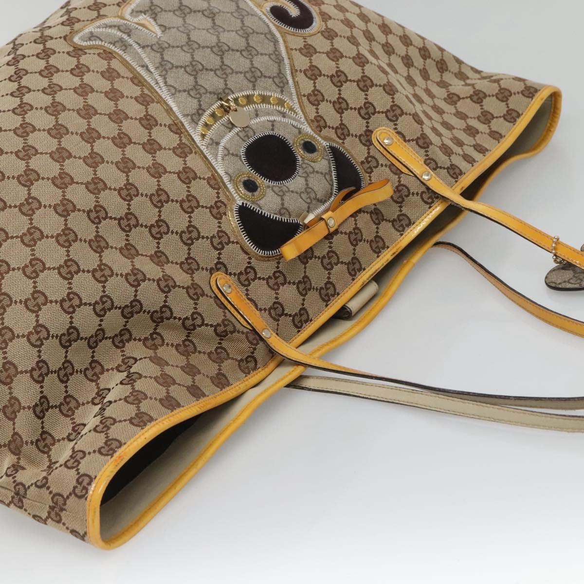 GUCCI GG Canvas Tote Bag Beige Gold 212373 Auth 141849