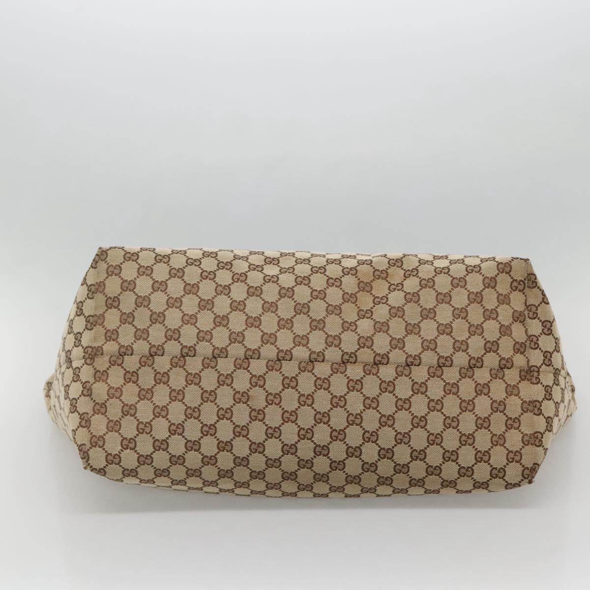 GUCCI GG Canvas Tote Bag Beige Gold 212373 Auth 141849