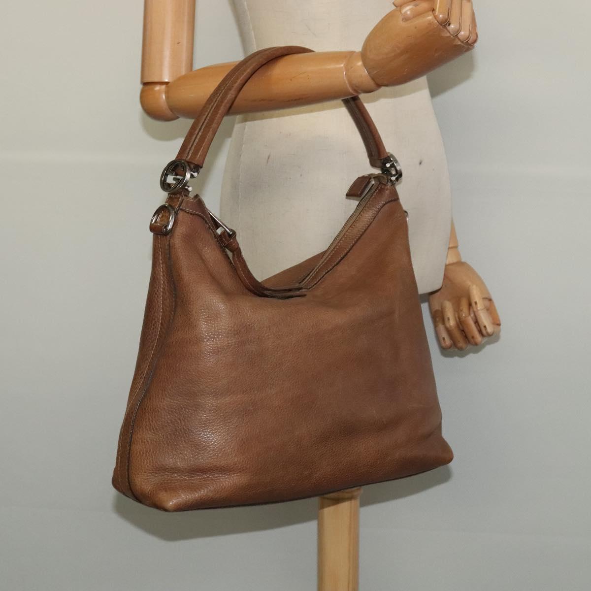 GUCCI Miss GG Shoulder Bag Leather Brown Silver 326514 Auth 141853