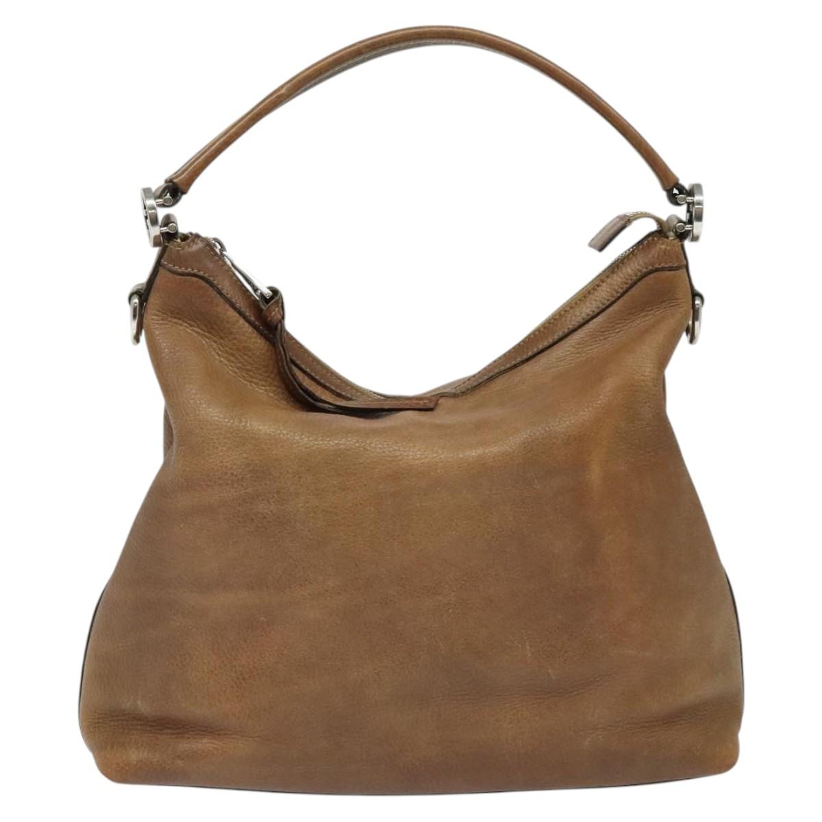 GUCCI Miss GG Shoulder Bag Leather Brown Silver 326514 Auth 141853