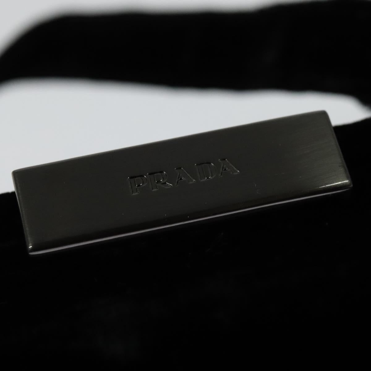 PRADA Hand Bag Velor Black Silver Auth 141854