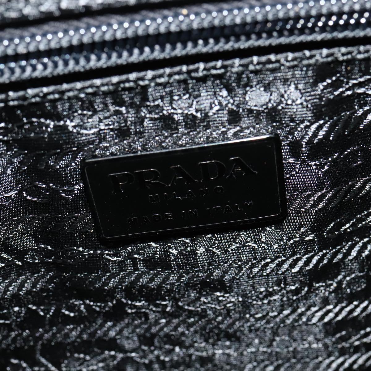 PRADA Hand Bag Velor Black Silver Auth 141854