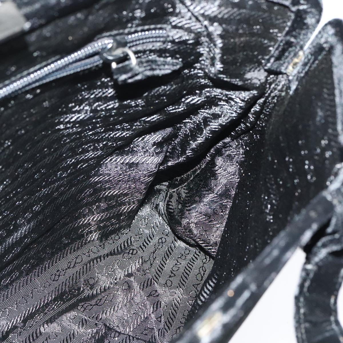 PRADA Hand Bag Velor Black Silver Auth 141854