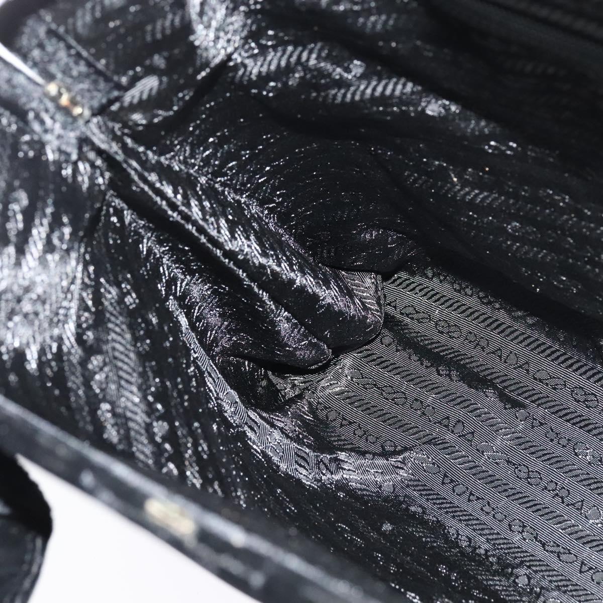 PRADA Hand Bag Velor Black Silver Auth 141854