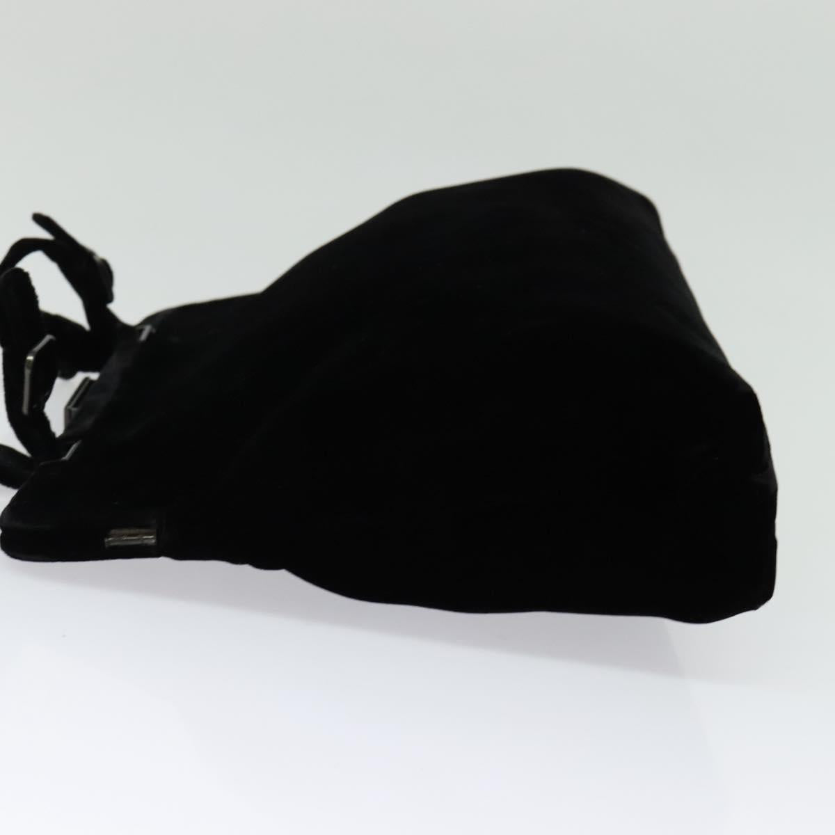 PRADA Hand Bag Velor Black Silver Auth 141854