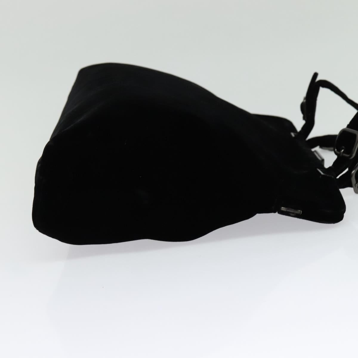 PRADA Hand Bag Velor Black Silver Auth 141854