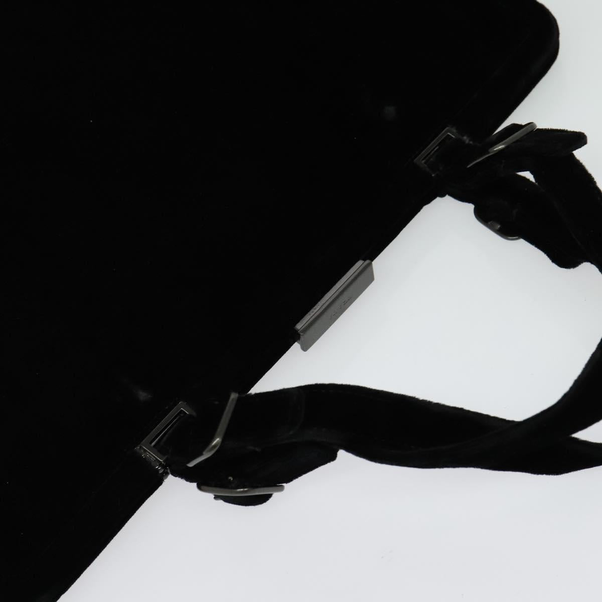 PRADA Hand Bag Velor Black Silver Auth 141854