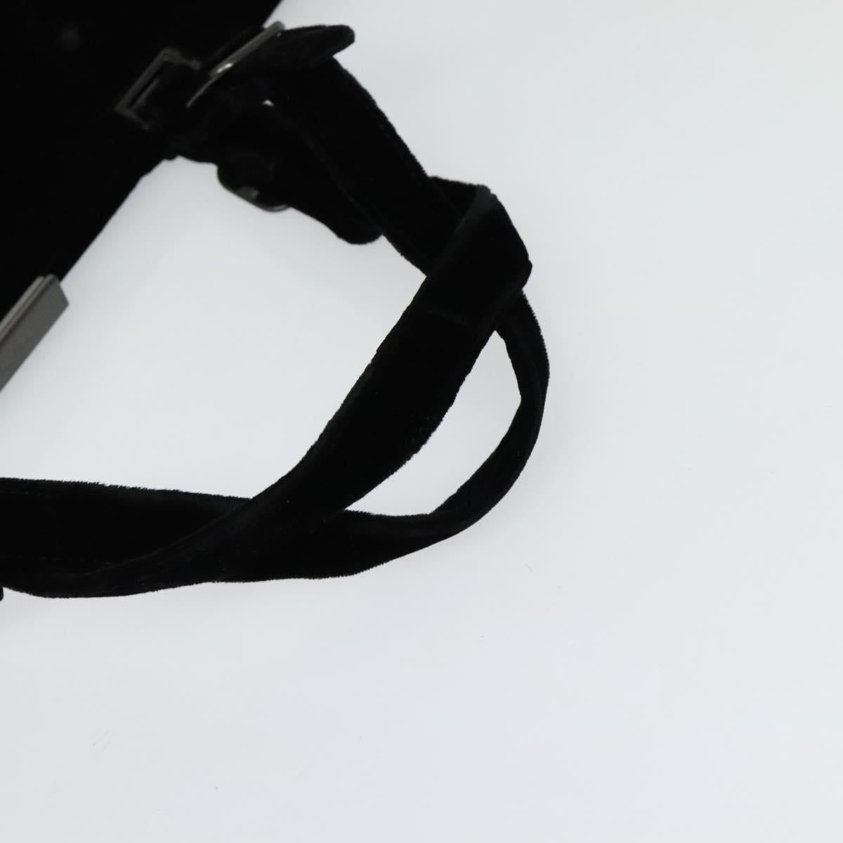 PRADA Hand Bag Velor Black Silver Auth 141854