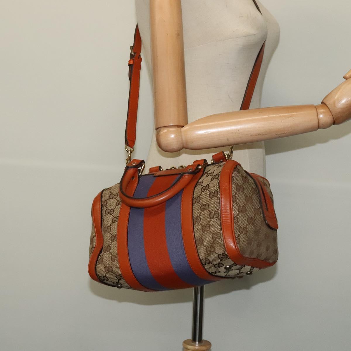 GUCCI GG Canvas Hand Bag 2way Beige Gold 269876 Auth 141858