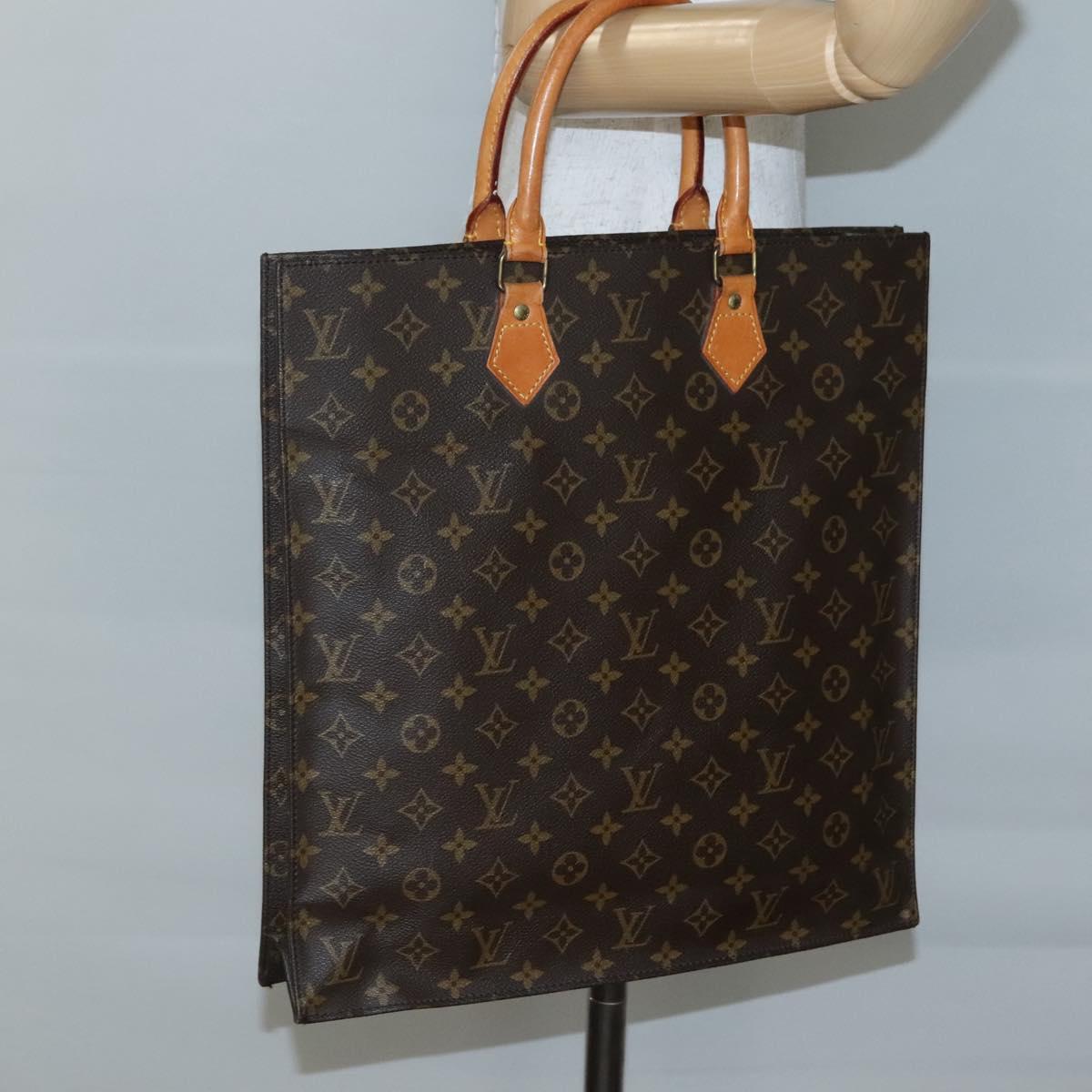 LOUIS VUITTON Monogram Sac Plat Hand Bag M51140 LV Auth 141860
