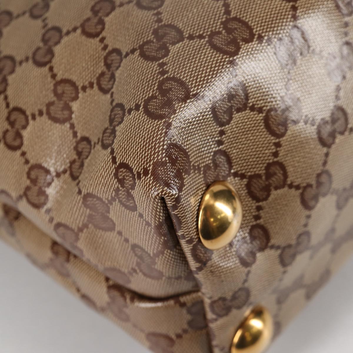 GUCCI Babushka GG Crystal Tote Bag Coated Canvas Gold Beige 208940 Auth 141867V