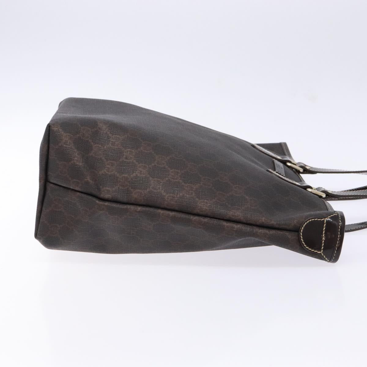 GUCCI GG Supreme Tote Bag PVC Dark Brown Gold 189896 Auth 141871