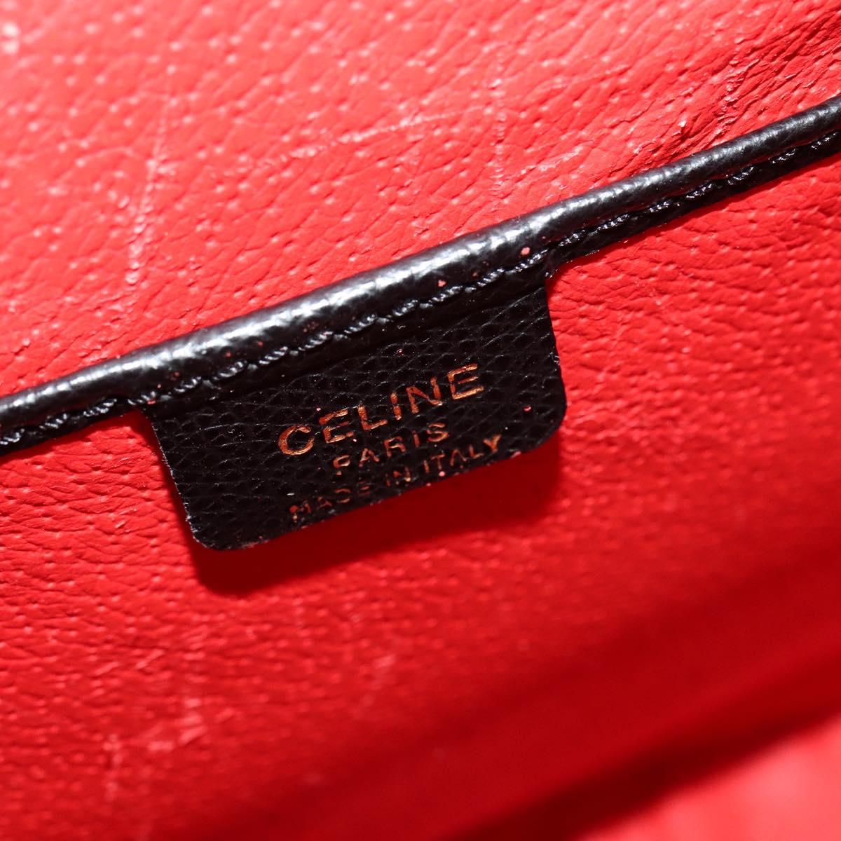 CELINE Backpack Leather Black Gold Auth 141872