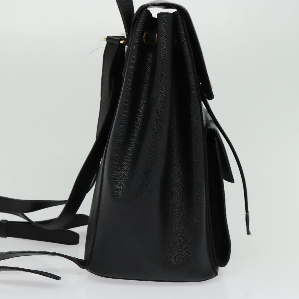 CELINE Backpack Leather Black Gold Auth 141872