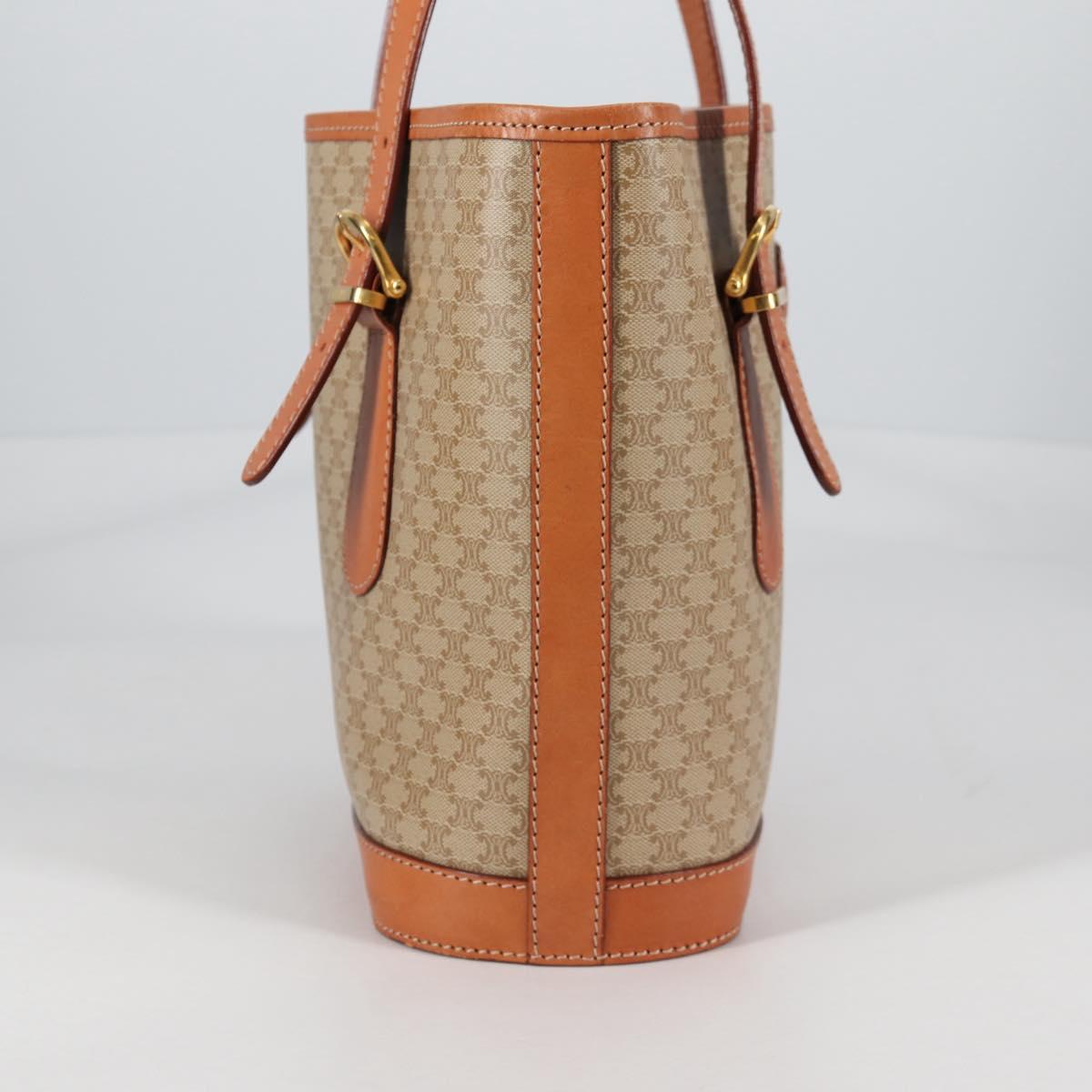 CELINE Macadam Canvas Tote Bag PVC Beige Gold Auth 141894V