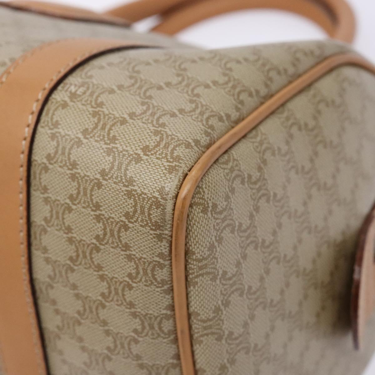 CELINE Macadam Canvas Hand Bag PVC Beige Gold Auth 141895V