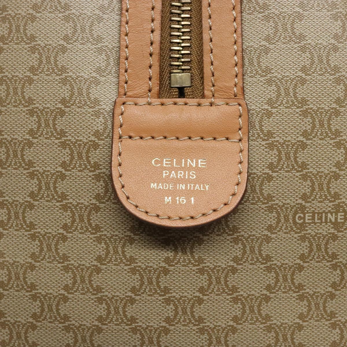 CELINE Macadam Canvas Hand Bag PVC Beige Gold Auth 141895V